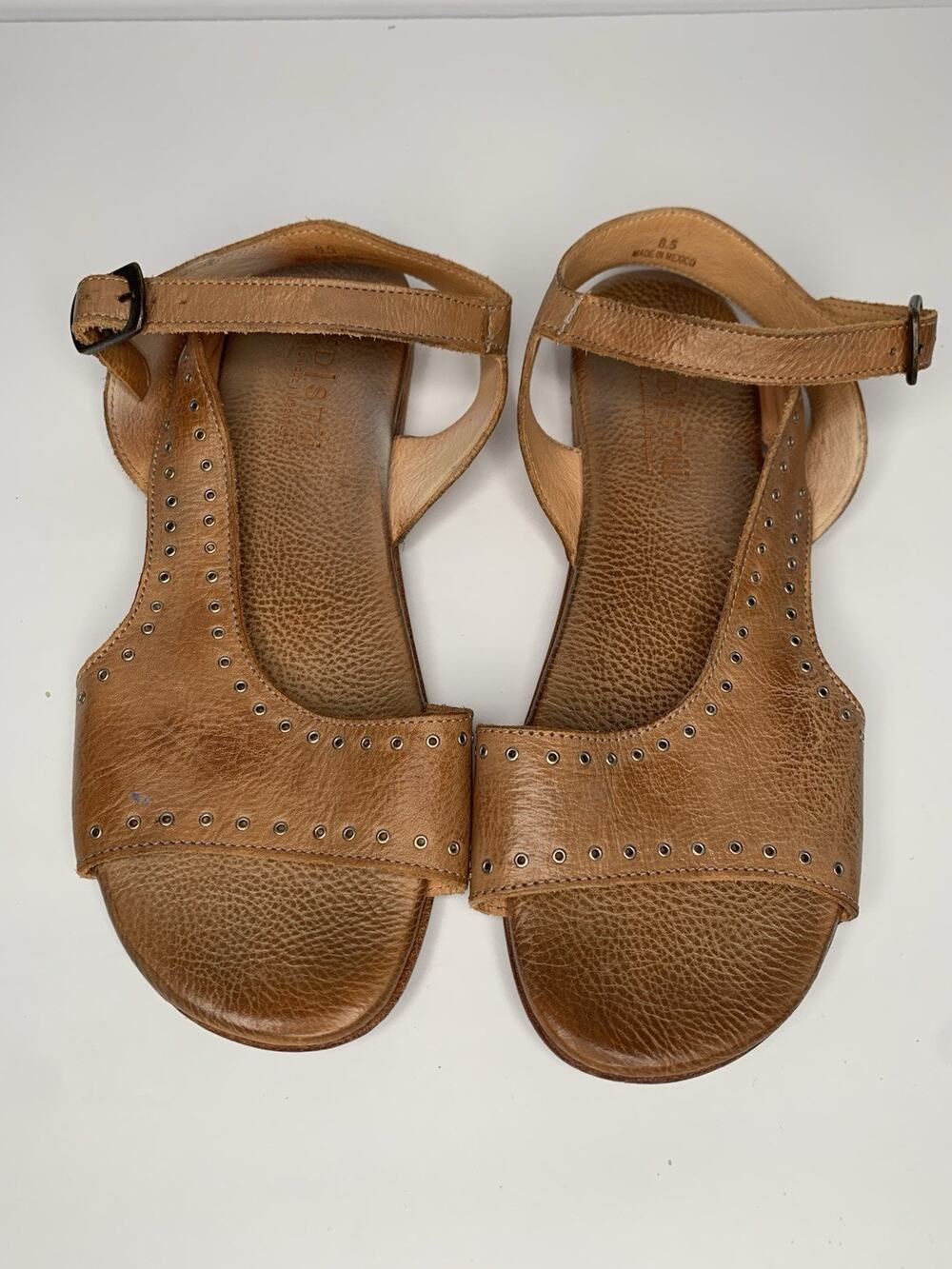 Bed|Stu Auburn Womens Brown studded Leather Open Toe Sandal Sz 8.5